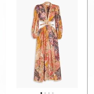 Zimmermann Floral Print Long Sleeve Cutout Cotton Maxi Dress, worn once!